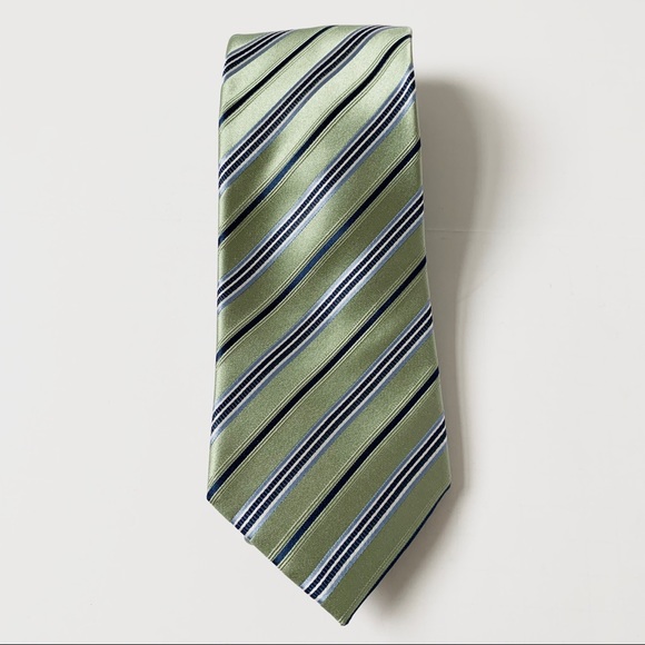 Geoffrey Beene Green Blue Striped Tie - Picture 1 of 8